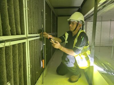 การตรวจวัดอุณหภูมิและความชื้นสัมพัทธ์ของเครื่องส่งลมเย็น